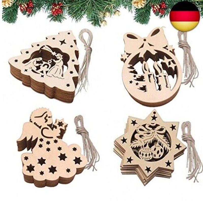 Weihnachtsbaum Anhänger Holz,40Pcs Holz Christbaumschm