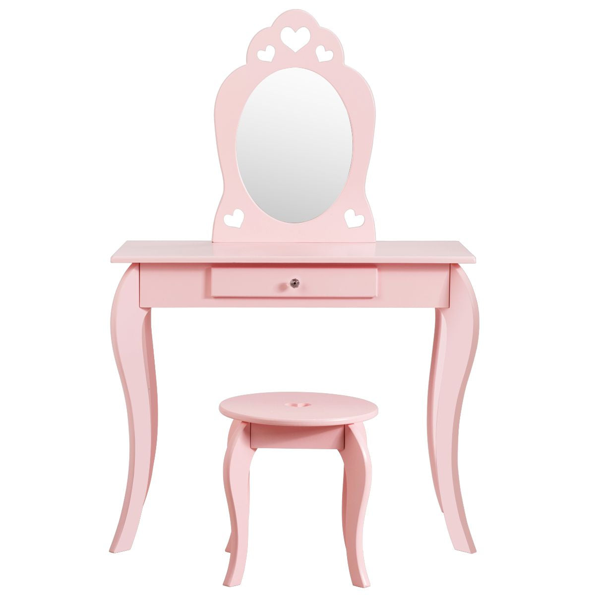 Kinder Schminktisch Frisiertisch Make-Up Tisch Mit Hocker Und Spiegel Rosa