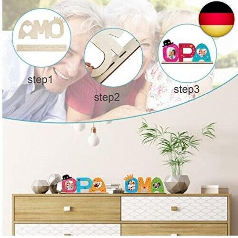 LOOPES Opa Oma Geschenk Enkel 2 Stück Holzbuchstaben Großmutter Großvater Ba