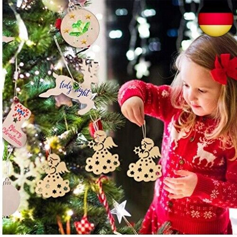 Weihnachtsbaum Anhänger Holz,40Pcs Holz Christbaumschm