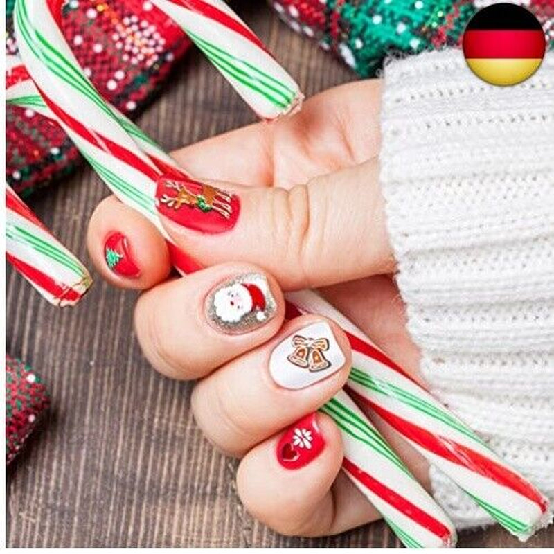 4 Blätter Weihnachten Nagelsticker Selbstklebend, 5D Schneeflock Weihnachten
