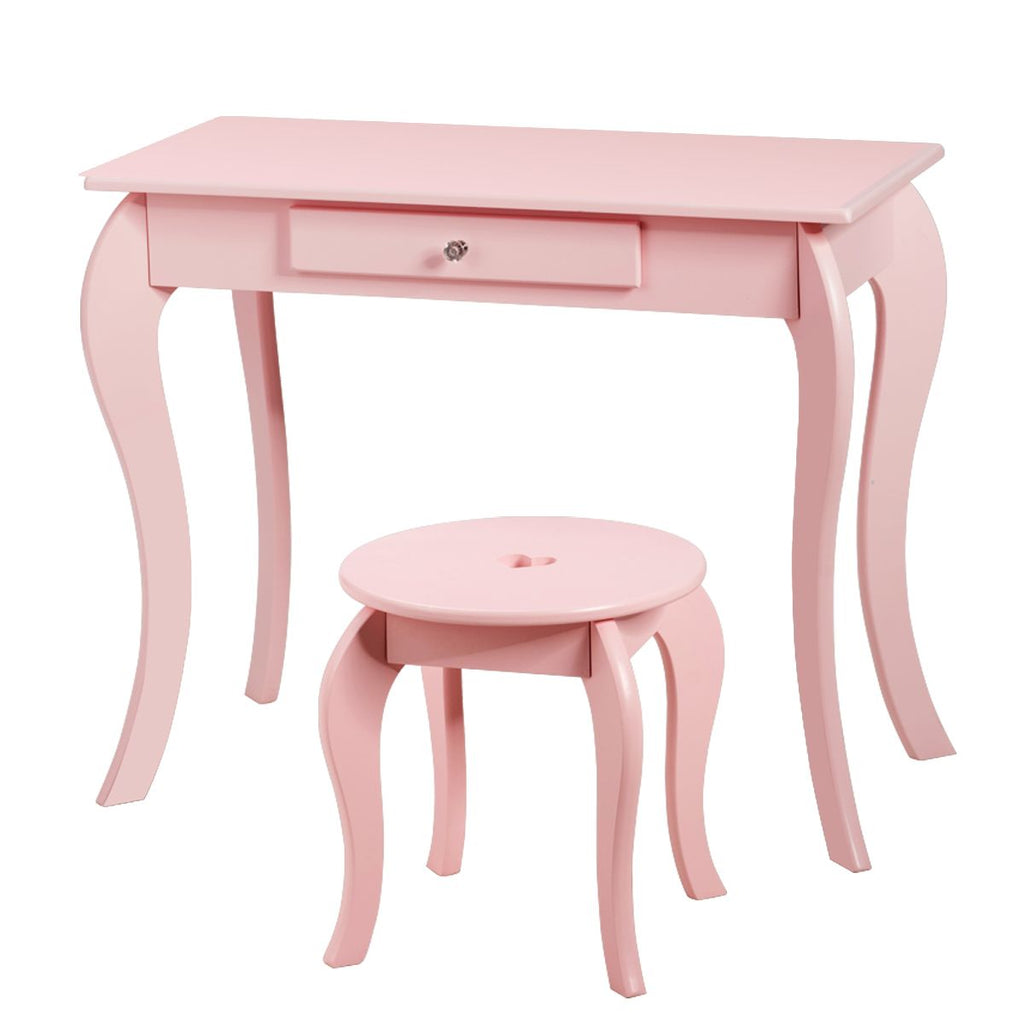 Kinder Schminktisch Frisiertisch Make-Up Tisch Mit Hocker Und Spiegel Rosa