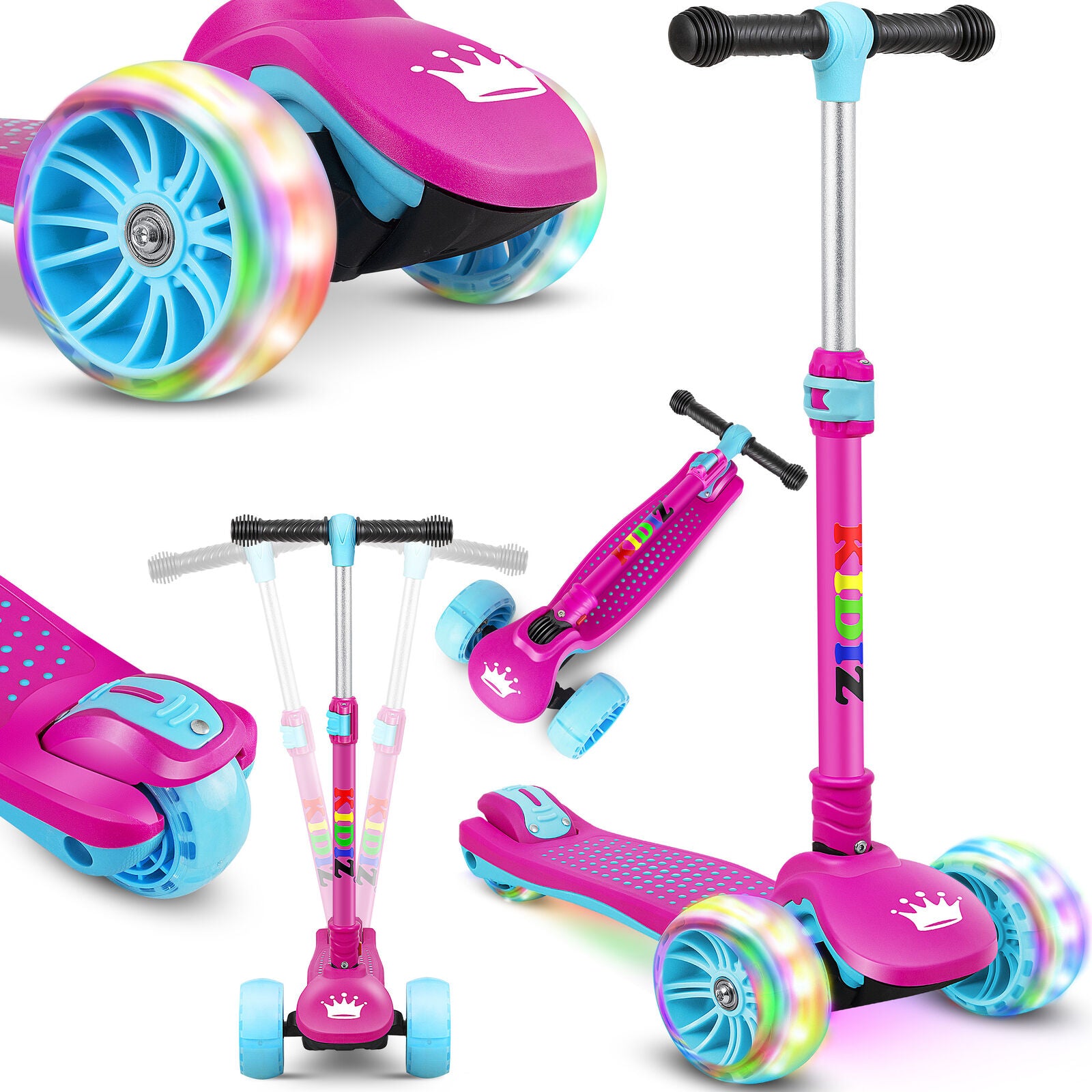 KIDIZ® Kinder Roller LED Räder Kinderscooter Dreiradscooter Scooter Cityroller