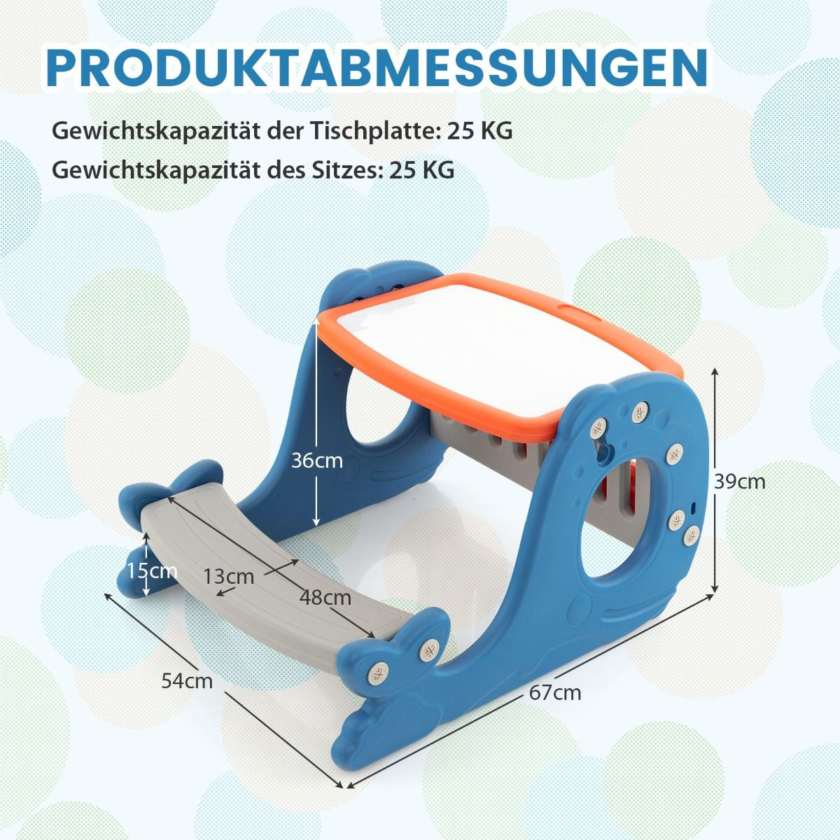 4 in 1 Kinder Staffelei in Walform Mit Bank & Doppelseitiger Tischplatte & Whiteboard