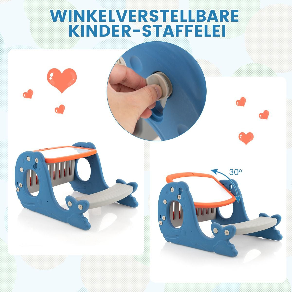 4 in 1 Kinder Staffelei in Walform Mit Bank & Doppelseitiger Tischplatte & Whiteboard