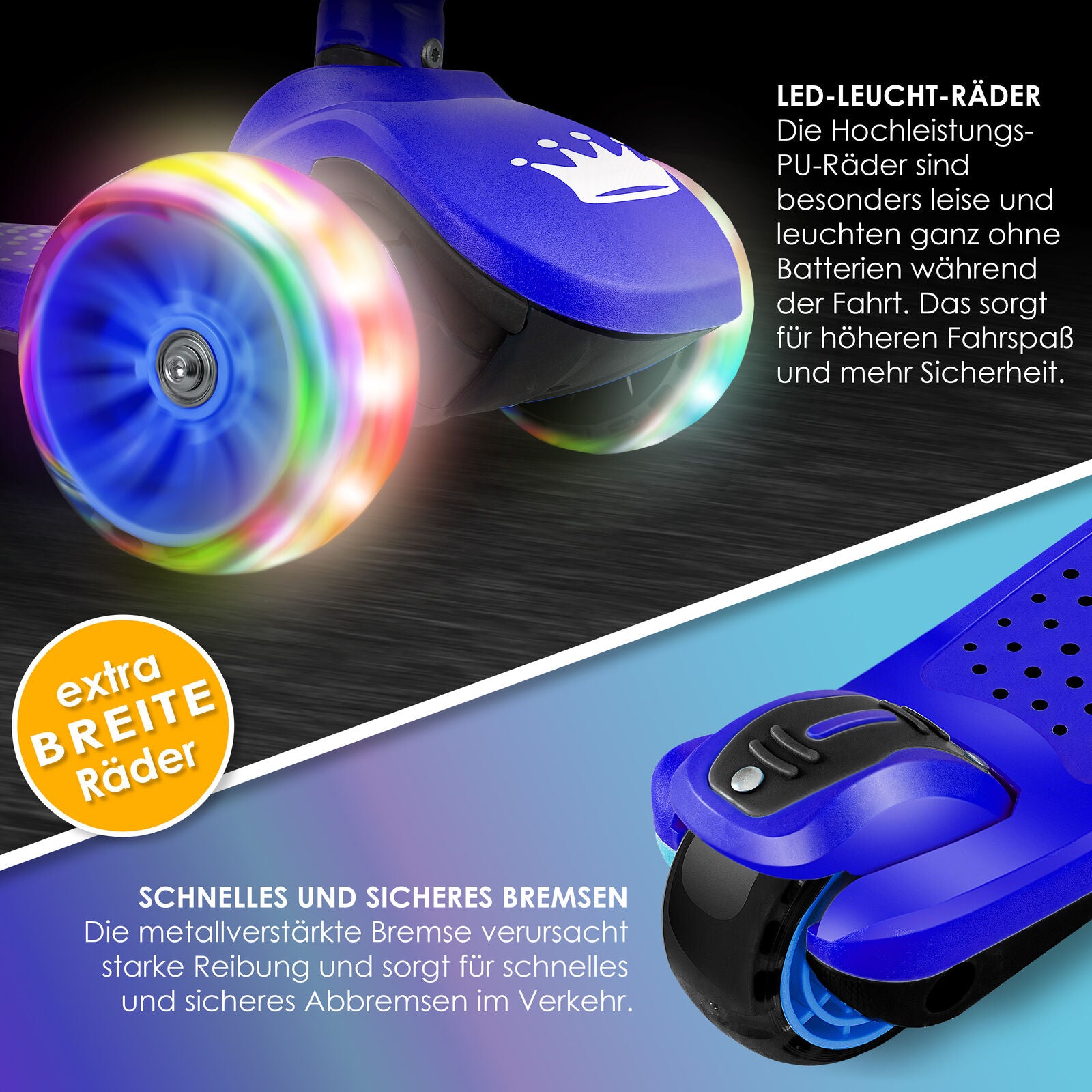 KIDIZ® Kinder Roller LED Räder Kinderscooter Dreiradscooter Scooter Cityroller