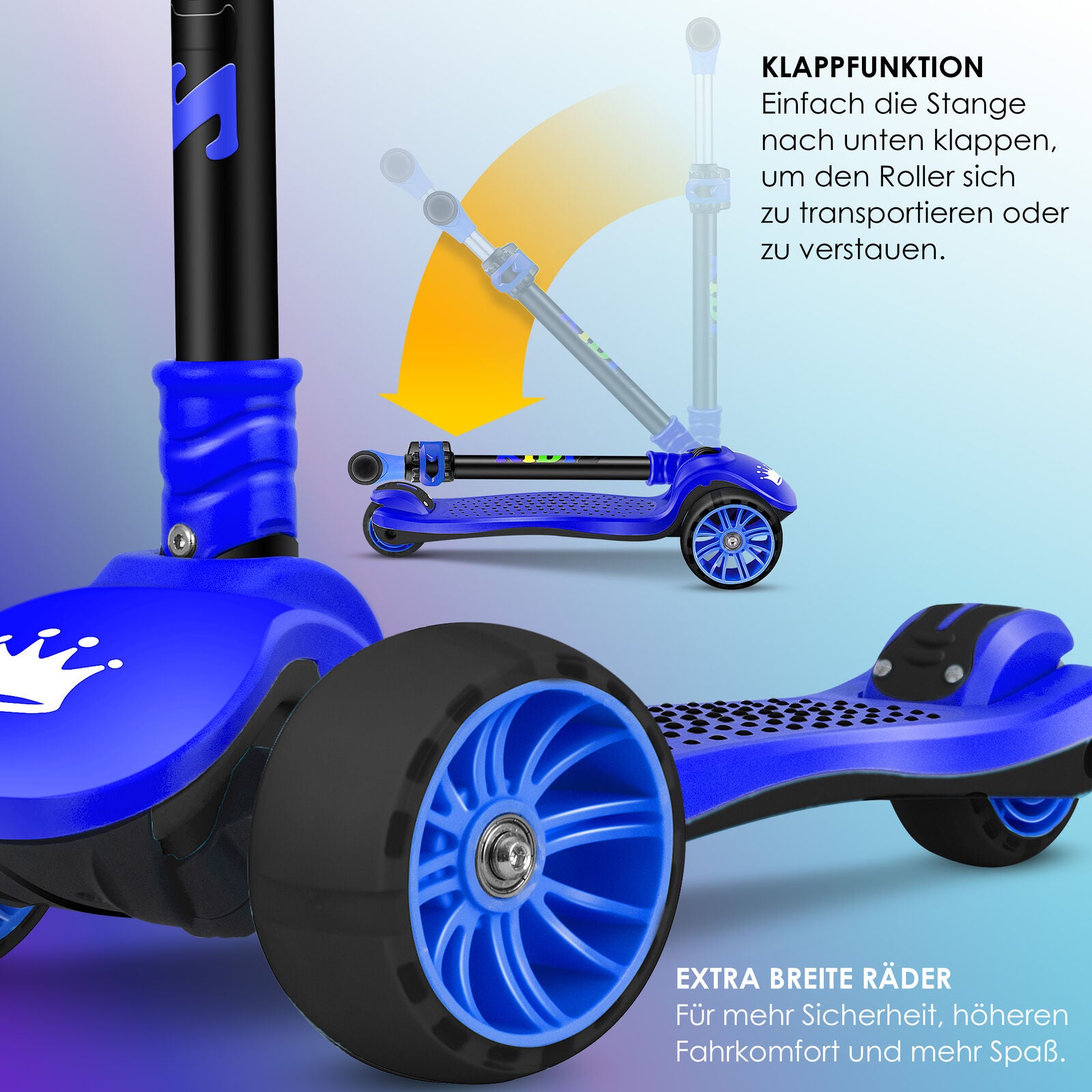 KIDIZ® Kinder Roller LED Räder Kinderscooter Dreiradscooter Scooter Cityroller