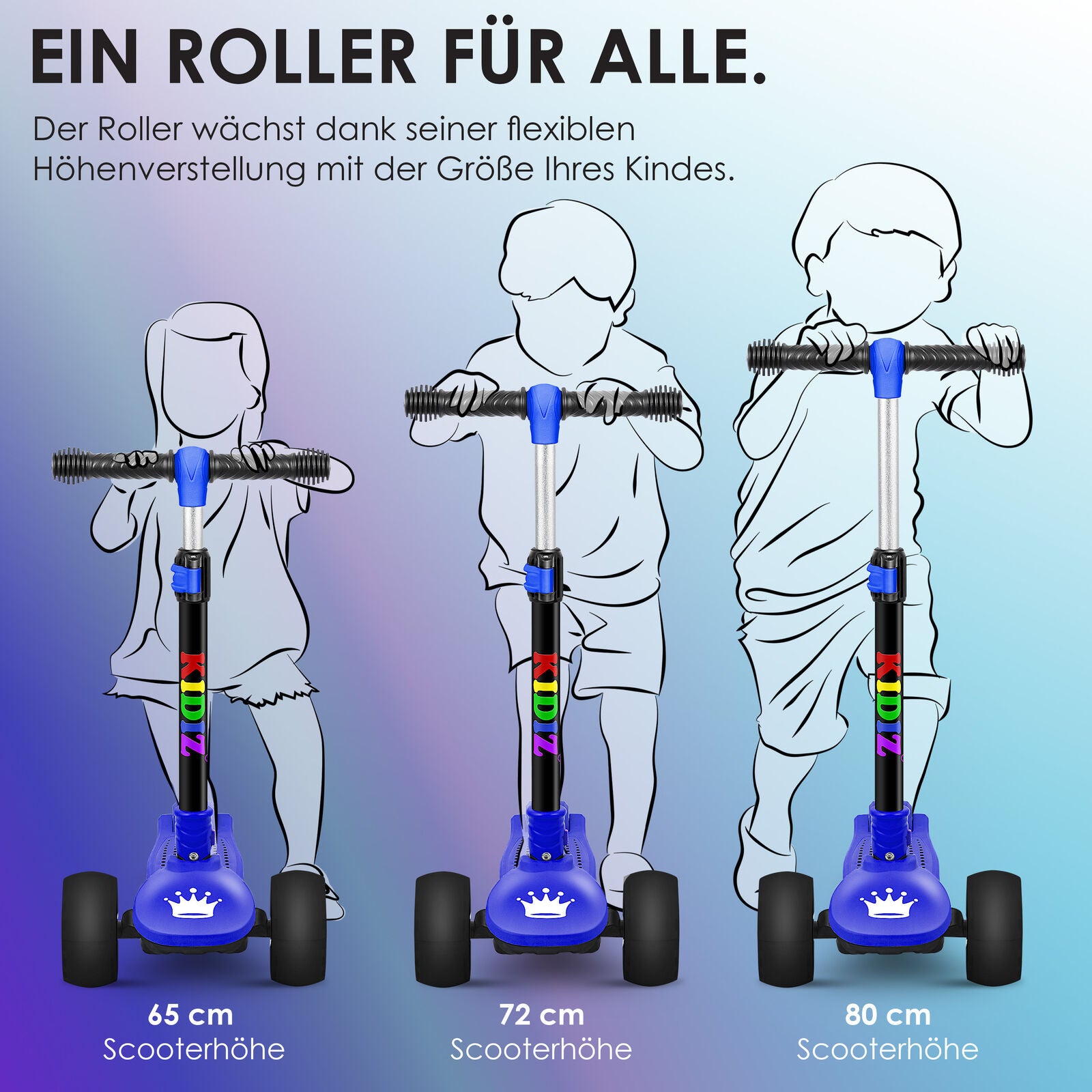 KIDIZ® Kinder Roller LED Räder Kinderscooter Dreiradscooter Scooter Cityroller