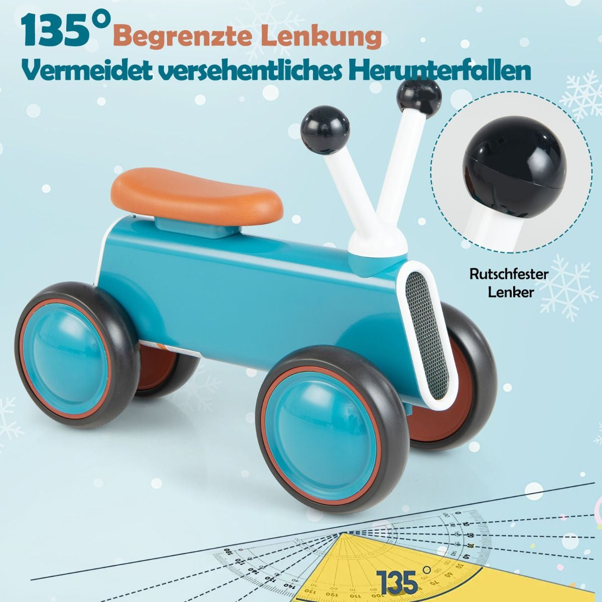 Baby-Laufrad Für Kinder Sicheres Fahrspielzeug Lauflernhilfe 48 X 24,5 X 37 Cm Blau