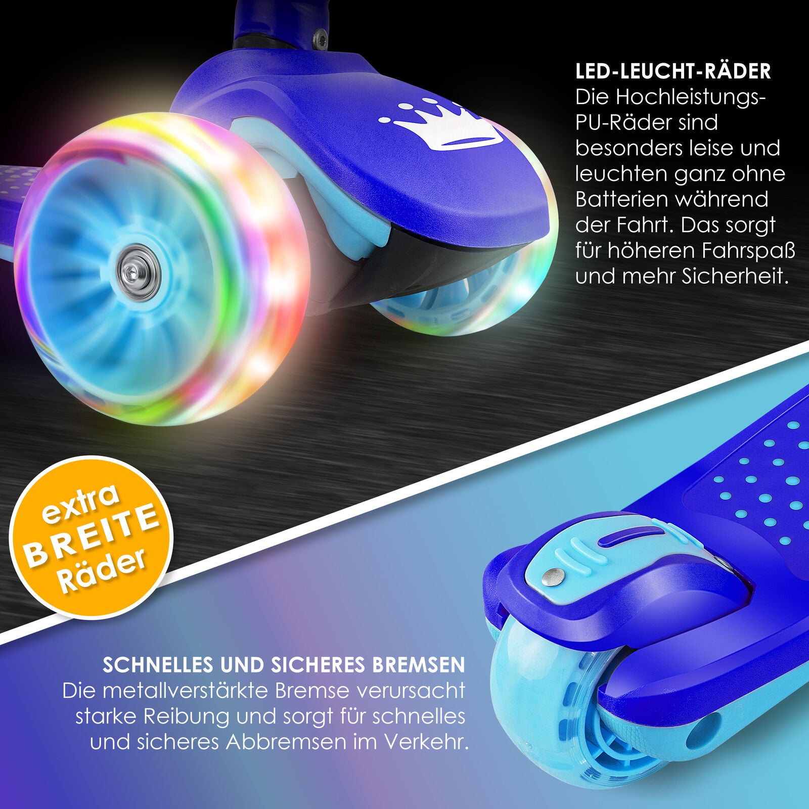 KIDIZ® Kinder Roller LED Räder Kinderscooter Dreiradscooter Scooter Cityroller