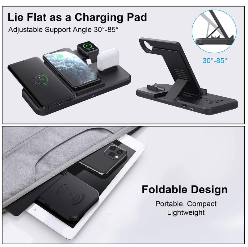 Wireless Charger 4 in 1 Induktive Ladestation 15W Kabellos Ladegerät Mit Adapter