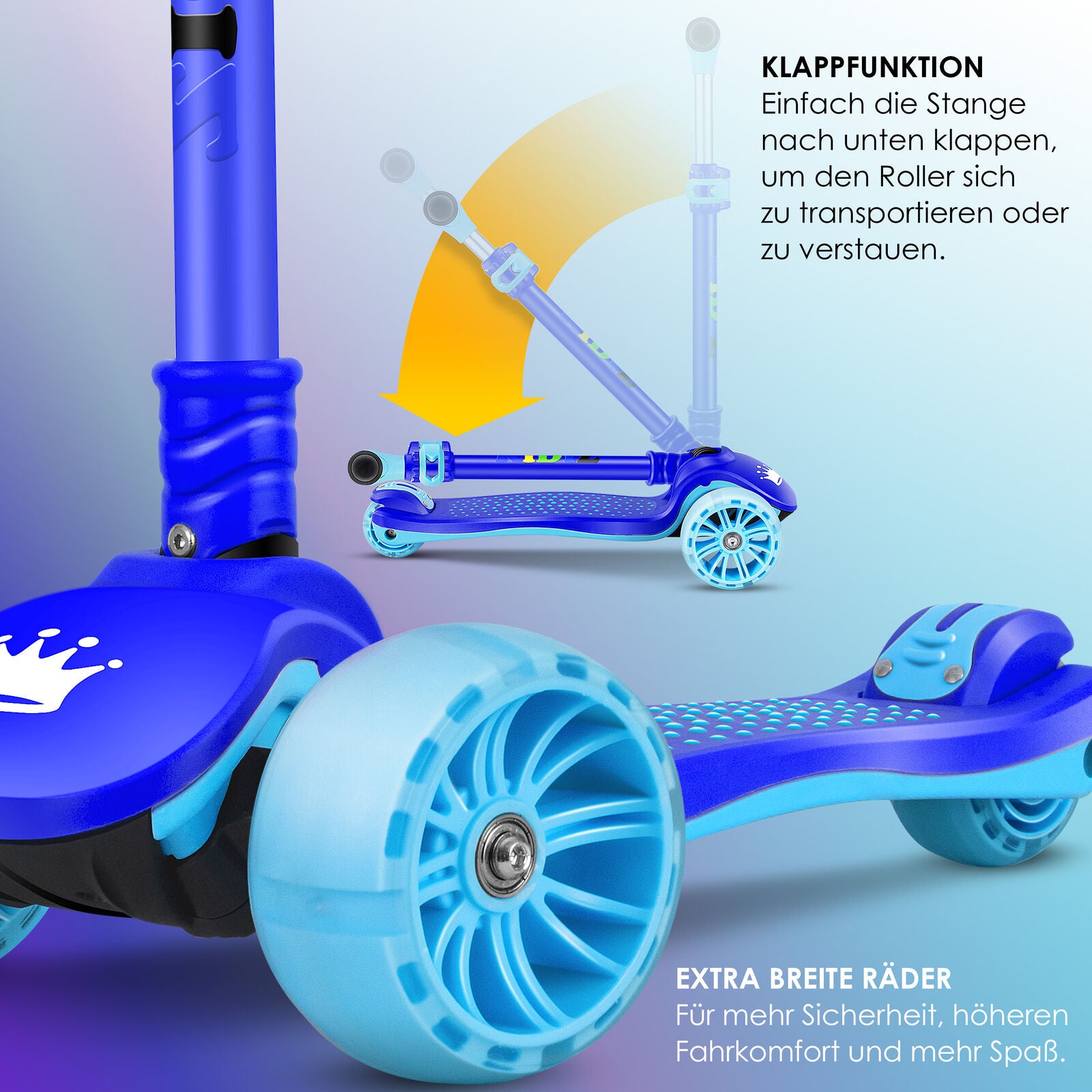KIDIZ® Kinder Roller LED Räder Kinderscooter Dreiradscooter Scooter Cityroller