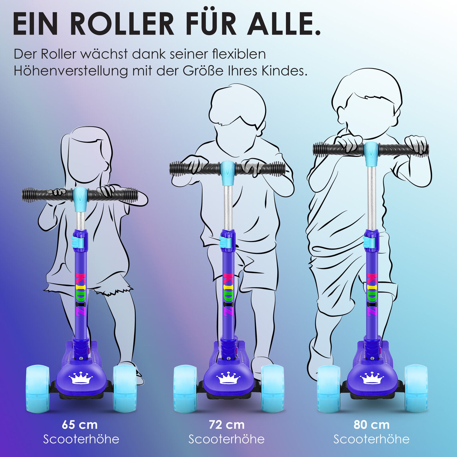KIDIZ® Kinder Roller LED Räder Kinderscooter Dreiradscooter Scooter Cityroller