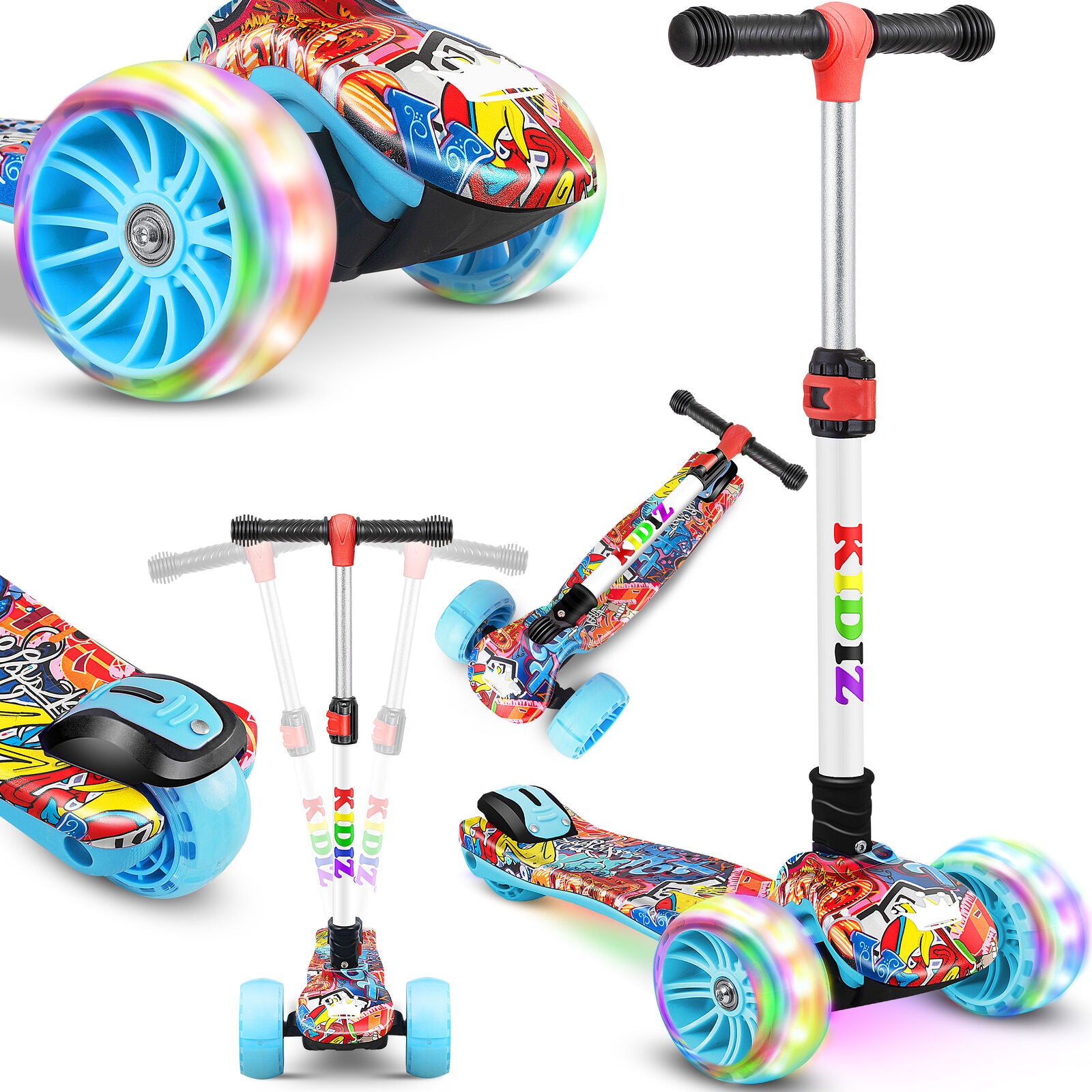 KIDIZ® Kinder Roller LED Räder Kinderscooter Dreiradscooter Scooter Cityroller