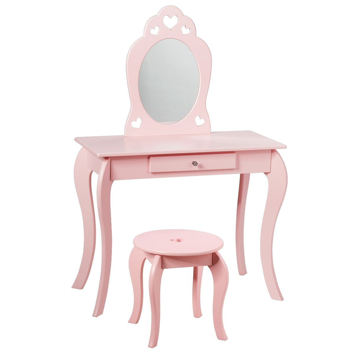 Kinder Schminktisch Frisiertisch Make-Up Tisch Mit Hocker Und Spiegel Rosa