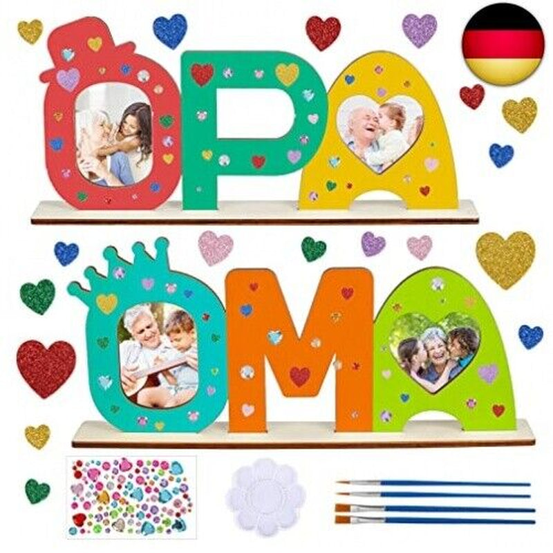 LOOPES Opa Oma Geschenk Enkel 2 Stück Holzbuchstaben Großmutter Großvater Ba
