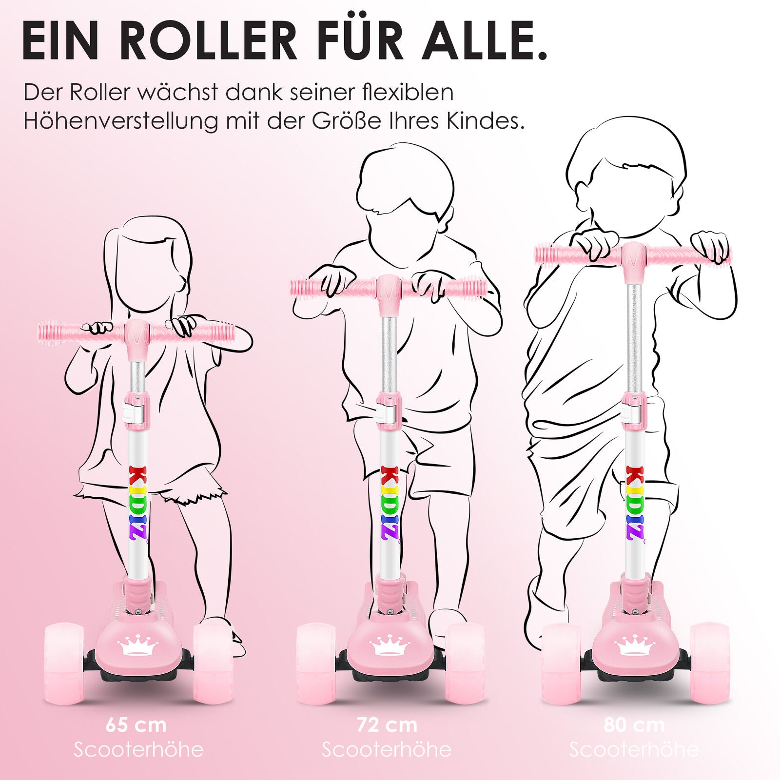 KIDIZ® Kinder Roller LED Räder Kinderscooter Dreiradscooter Scooter Cityroller