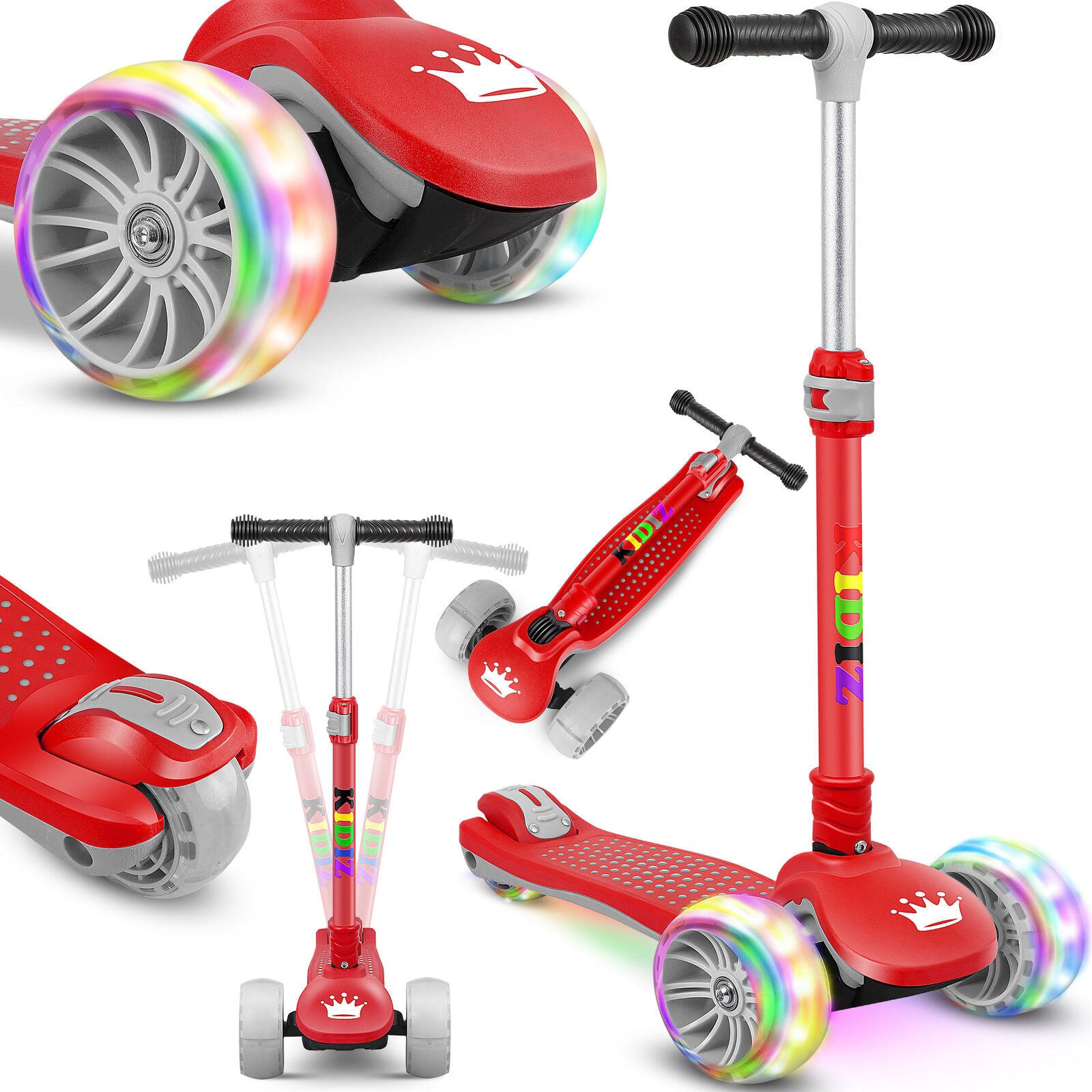 KIDIZ® Kinder Roller LED Räder Kinderscooter Dreiradscooter Scooter Cityroller