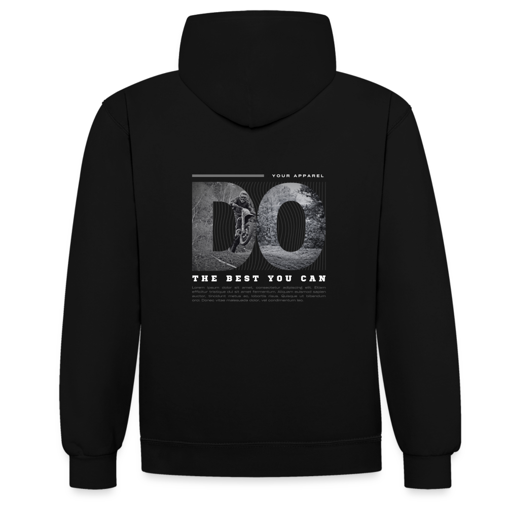 Kontrast-Hoodie - Schwarz/Grau meliert