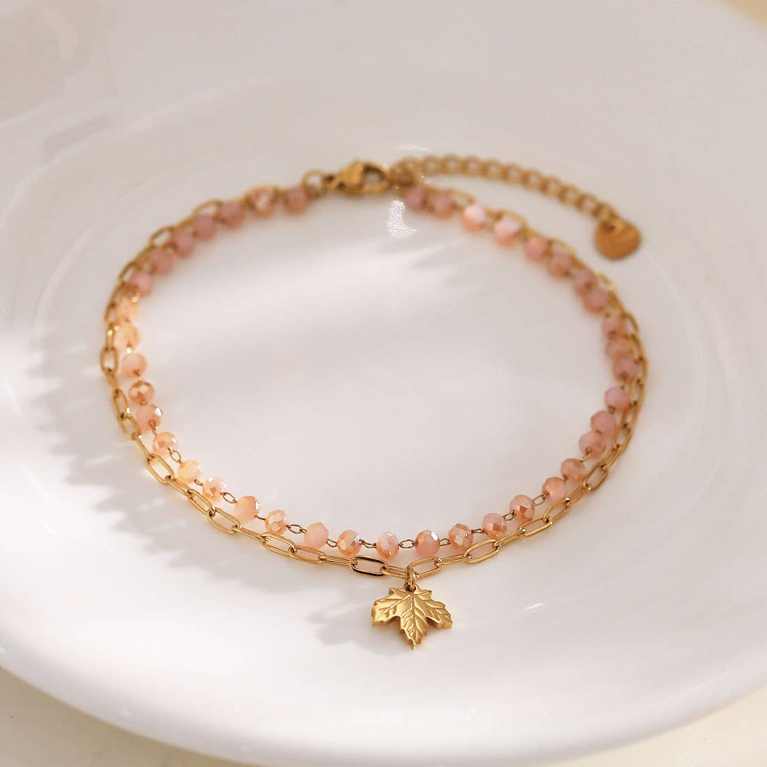 Fußkettchen mit doppelter Kette und Blumenanhänger